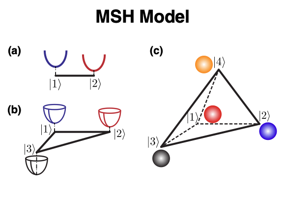 Illustration of multistate harmonic models with a shared bath